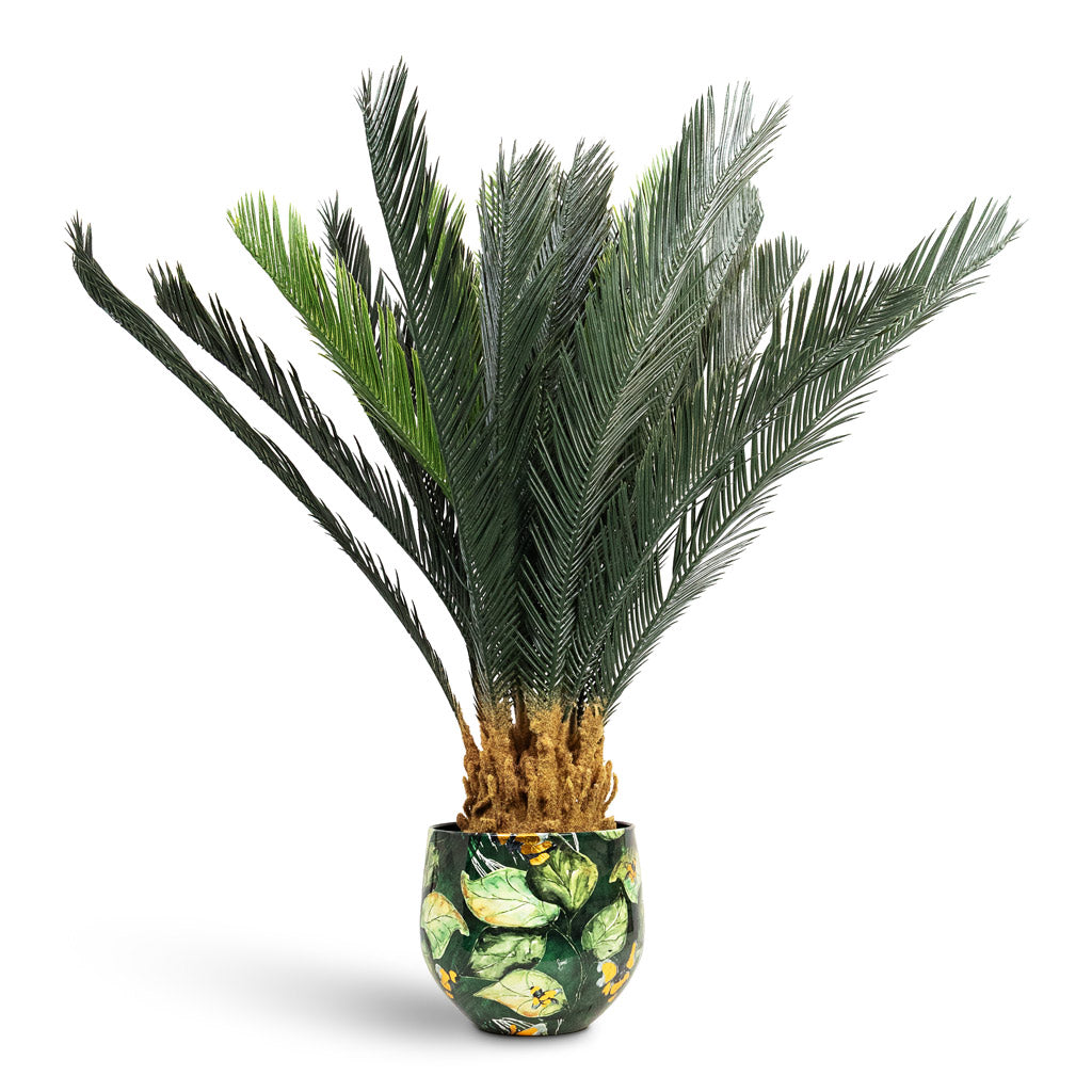 Cycas revoluta Palm Artificial 90cm House Plant In Lammie Pot Bee Green 24x21cm