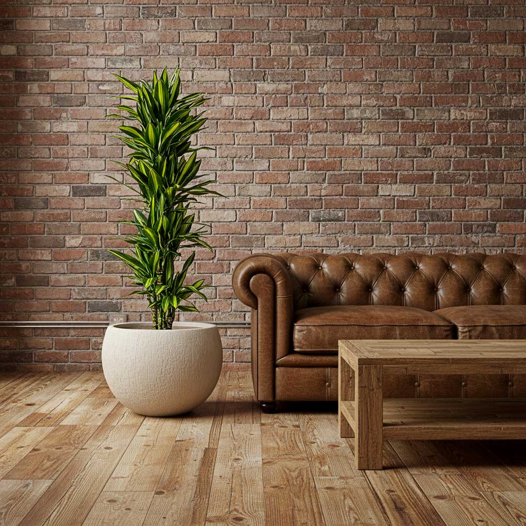 Dracaena Cintho - Branched -HydroCare - 18/19 x 100cm in a Raindrop Globe Planter - Stone - 55x40cm
