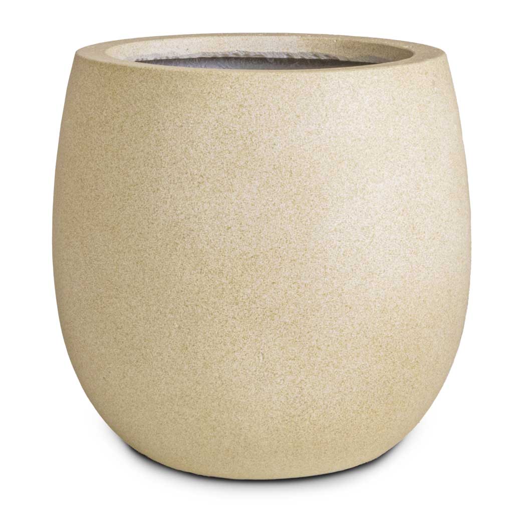 Grigio Balloon Plant Pot - Antique White Concrete- Small