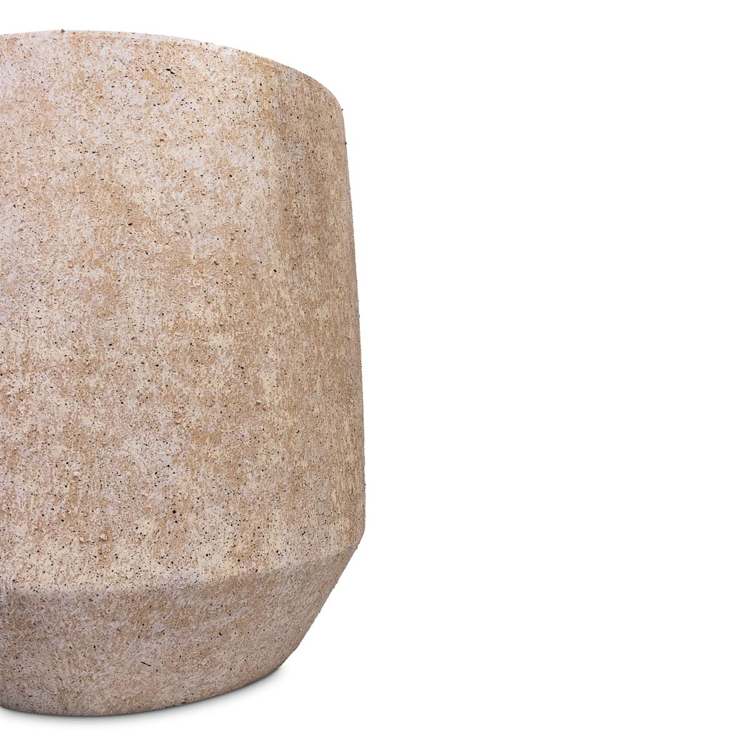 Harith High Mineral Planter Travertine Close Up