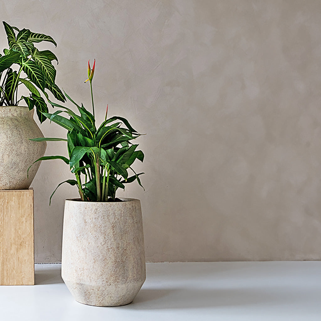 Harith High Mineral Planter - Travertine
