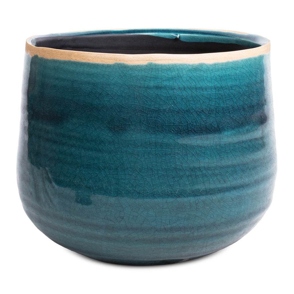 Iris Plant Pot - Turquoise - 18 x 15cm