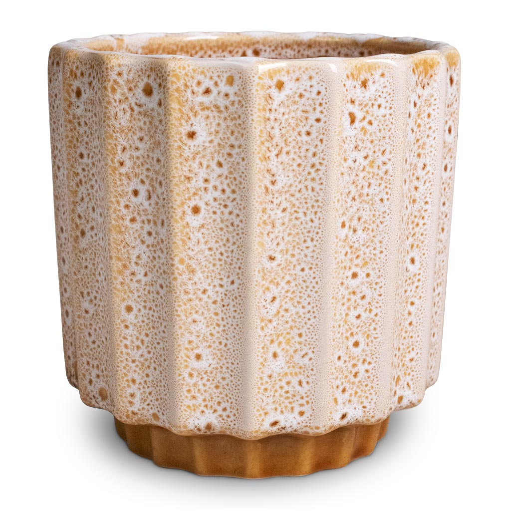 Lugano Scalloped Plant Pot - Mustard Small