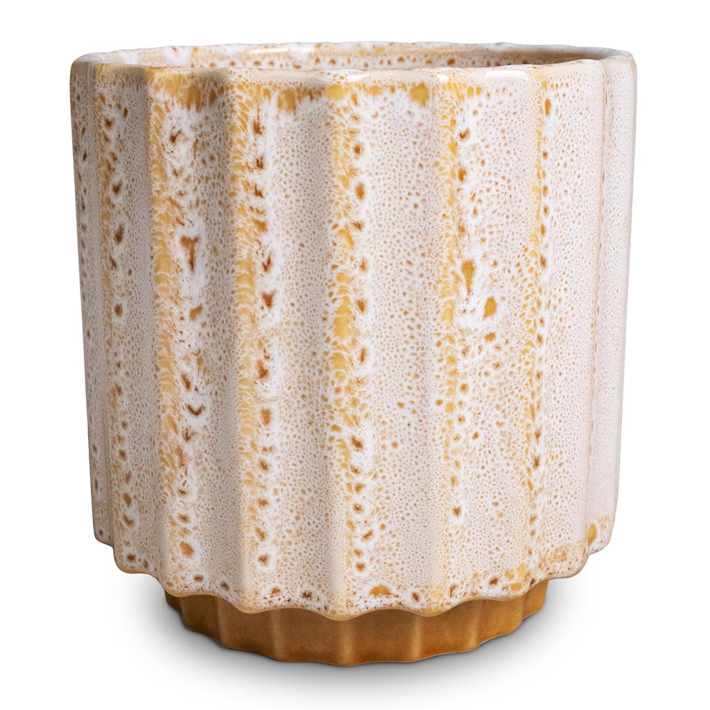 Lugano Scalloped Plant Pot - Mustard