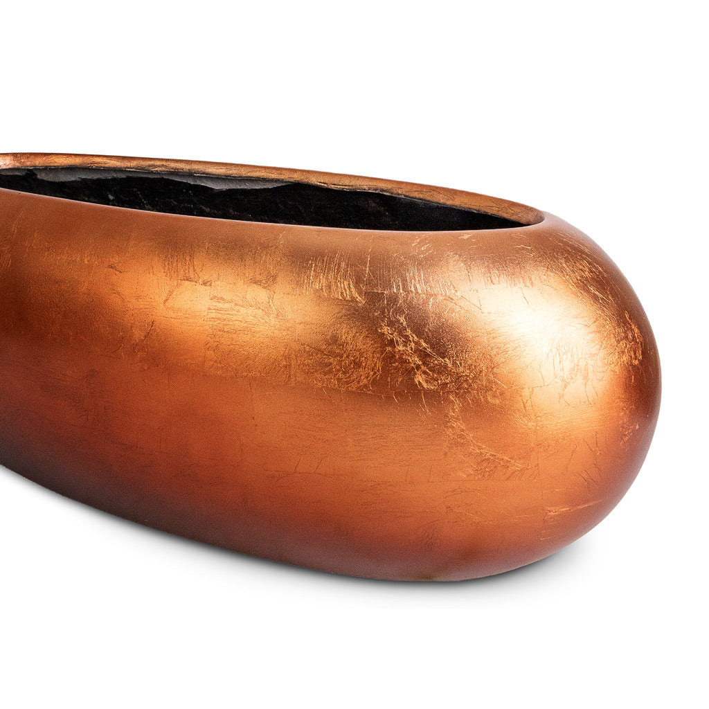 Metallic Boat Planter - Matt Copper - End