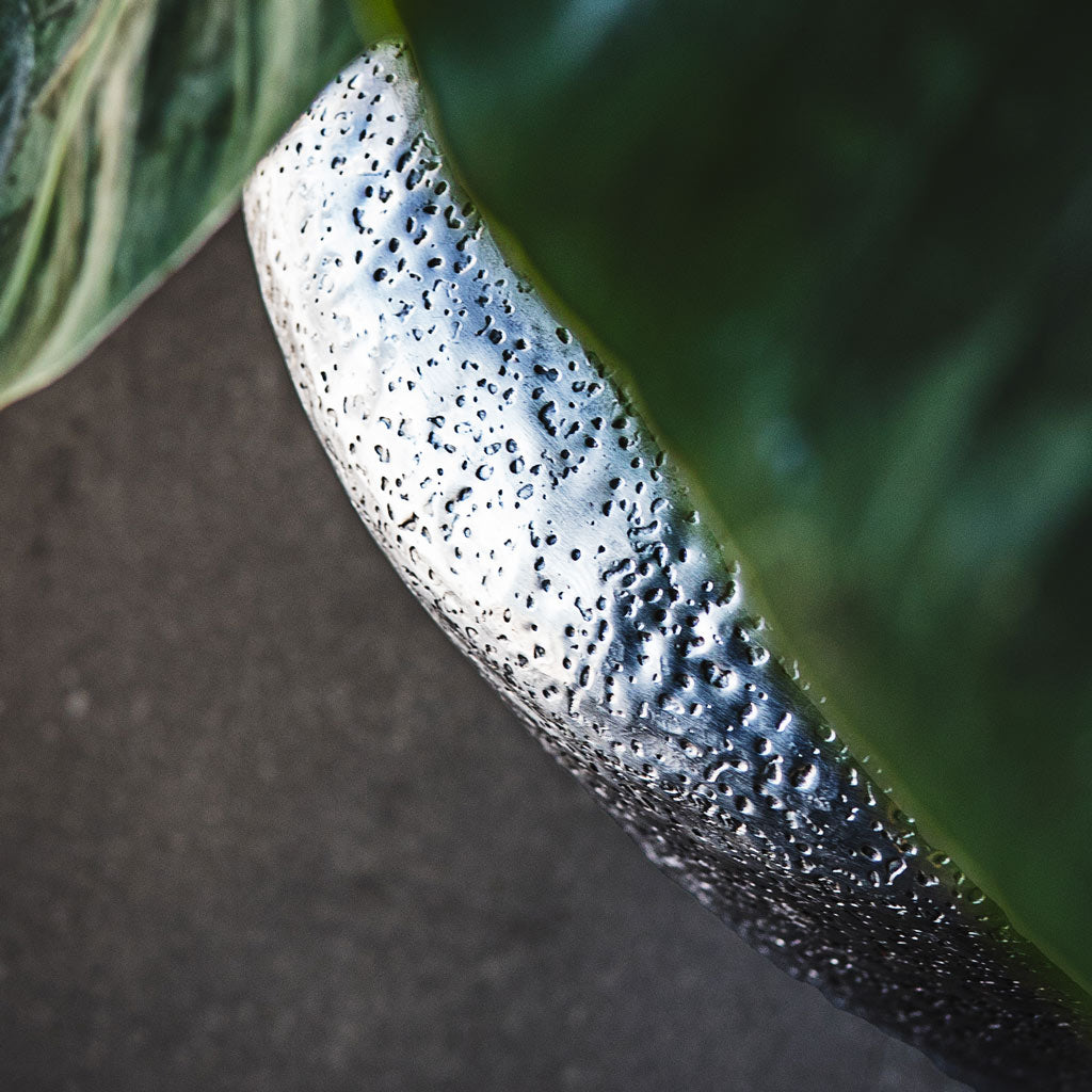 Naya Metal Planter Silver Close Up Texture
