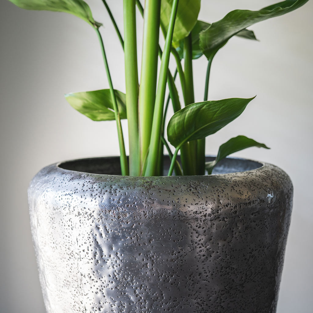 Naya Metal Planter Silver Close Up