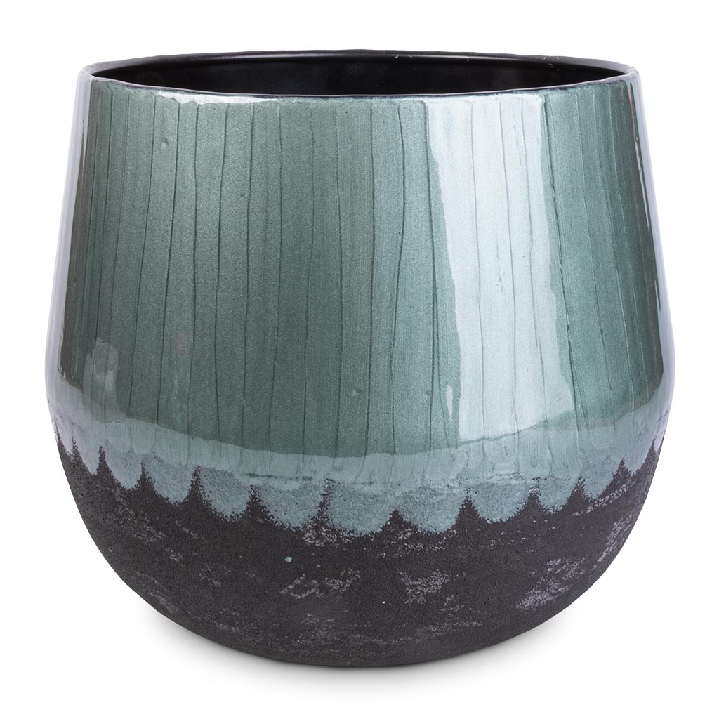 Ninthe Metal Plant Pot - Metallic Petrol - Large