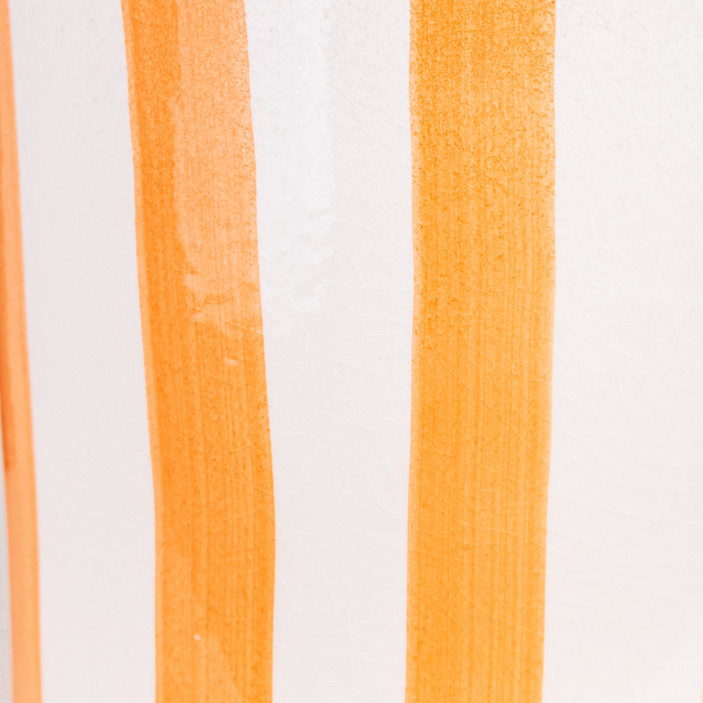 Paros Painted Pot Orange Stripe Close up