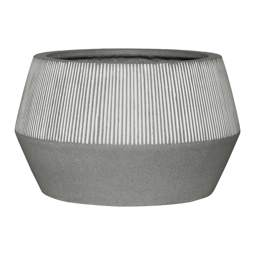Ridged Low Harley Plant Pot - White Stripe