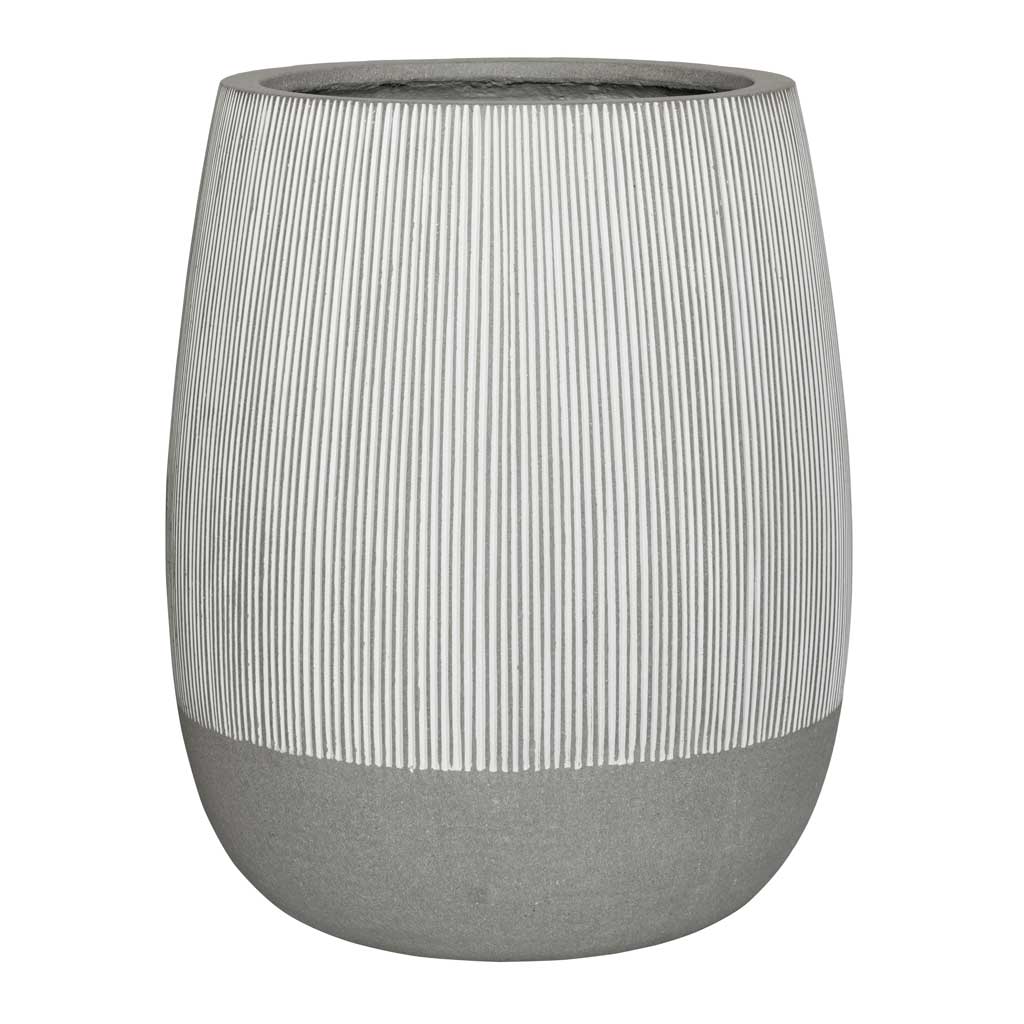 Ridged Perry Plant Pot - White Stripe Large