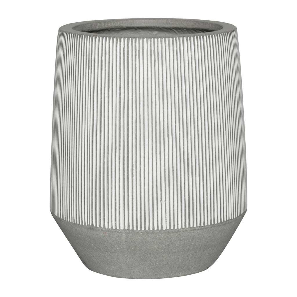 Ridged Tall Harith Plant Pot - White Stripe