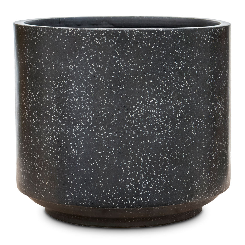 Terrazzo Cylinder Planter - Black Medium