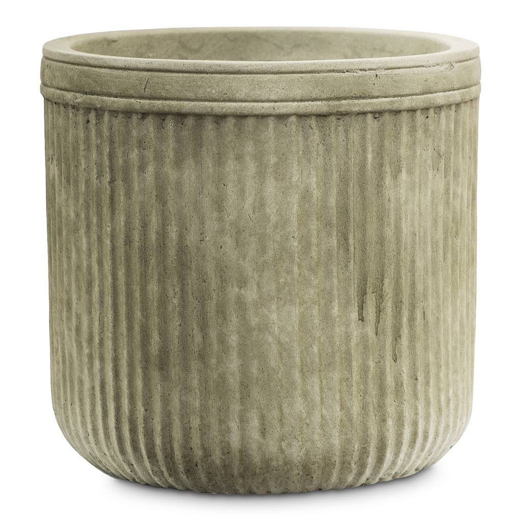 Vertical Rib Cylinder Planter Green 23x24cm