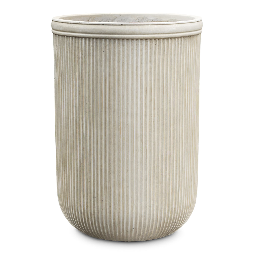 Vertical Rib Tall Planter Beige 45x65cm