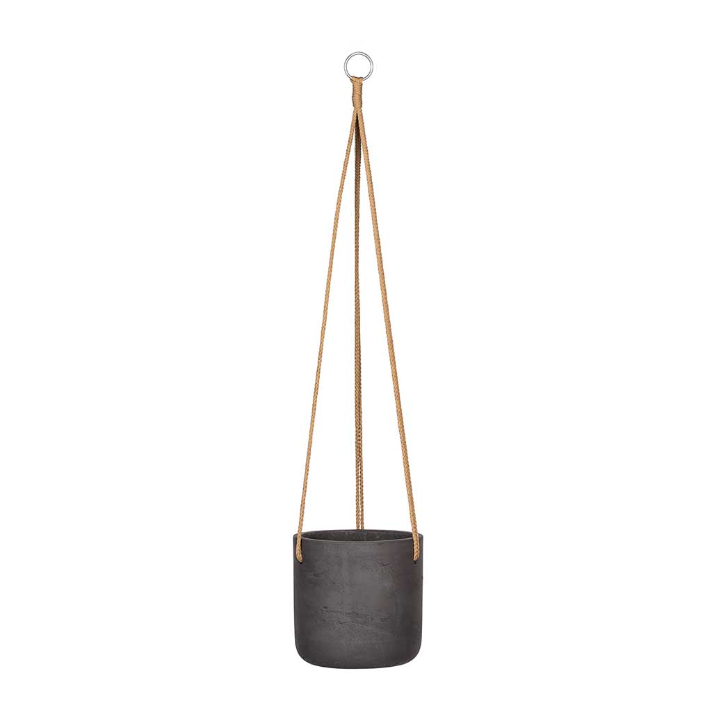 Charlie Hanging Plant Pot - Black Washed - Large