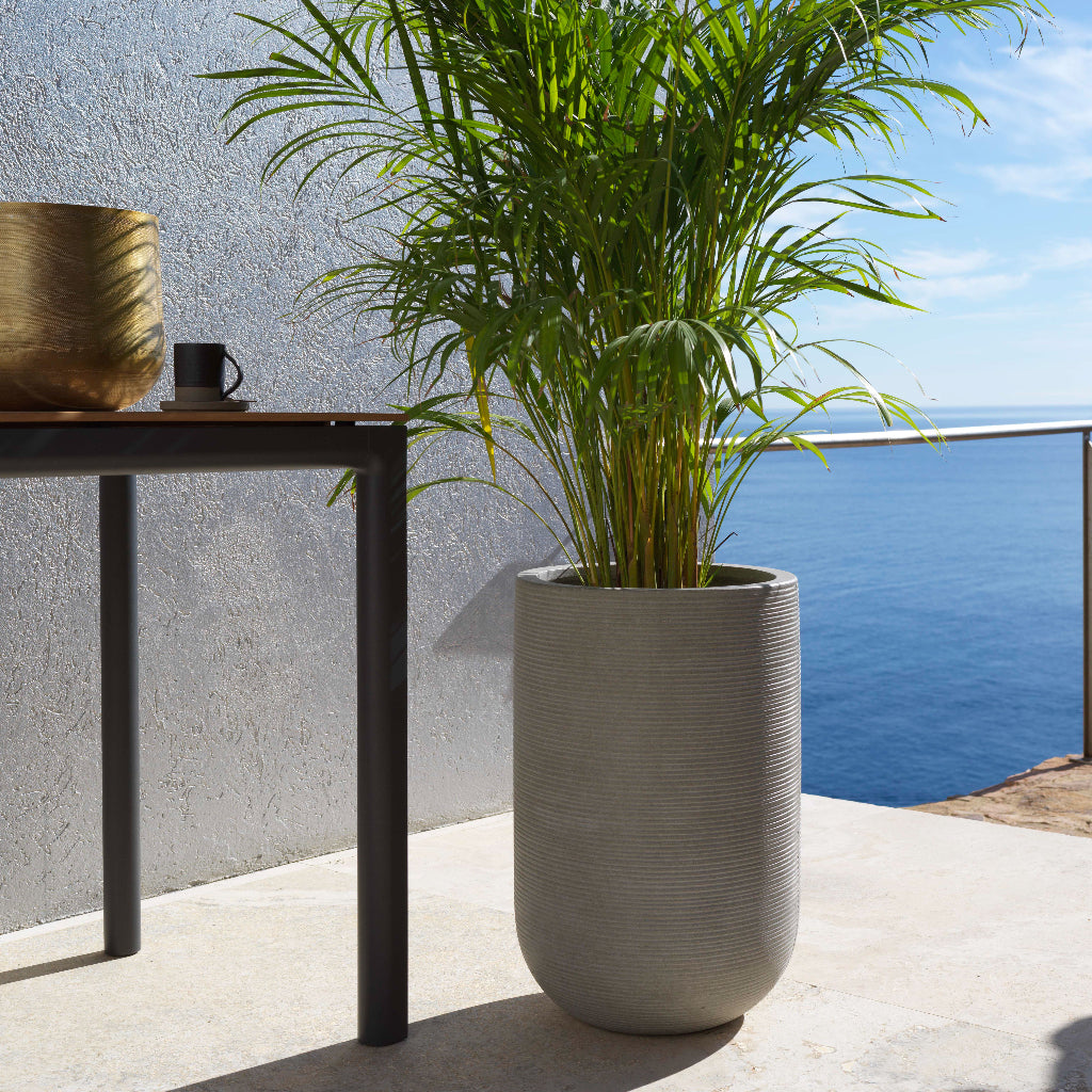 Cody Plant Vase - Ridged Dark Grey Seaside