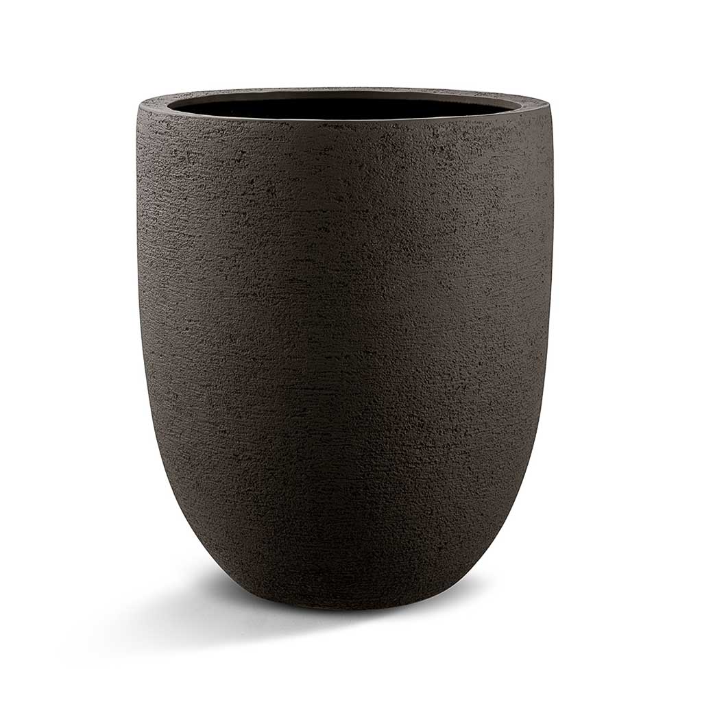 Grigio Tall Egg Pot Planter - Structured Dark Brown