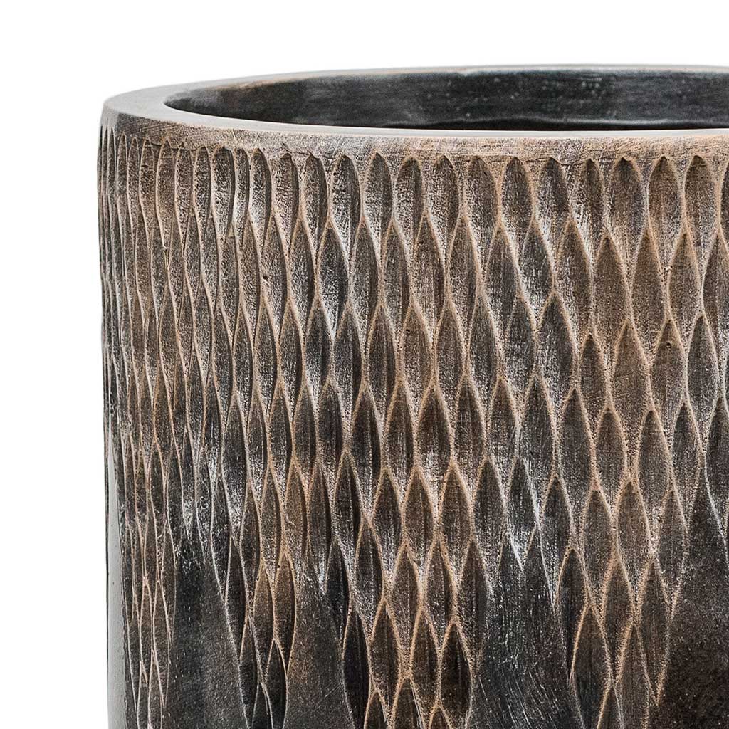 Luxe Lite Comet Cylinder Planter - Bronze Close Up