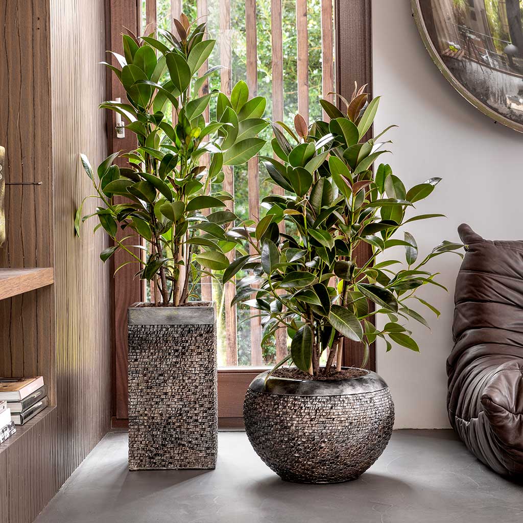 Luxe Lite Layer Globe Planter Bronze Lifestyle