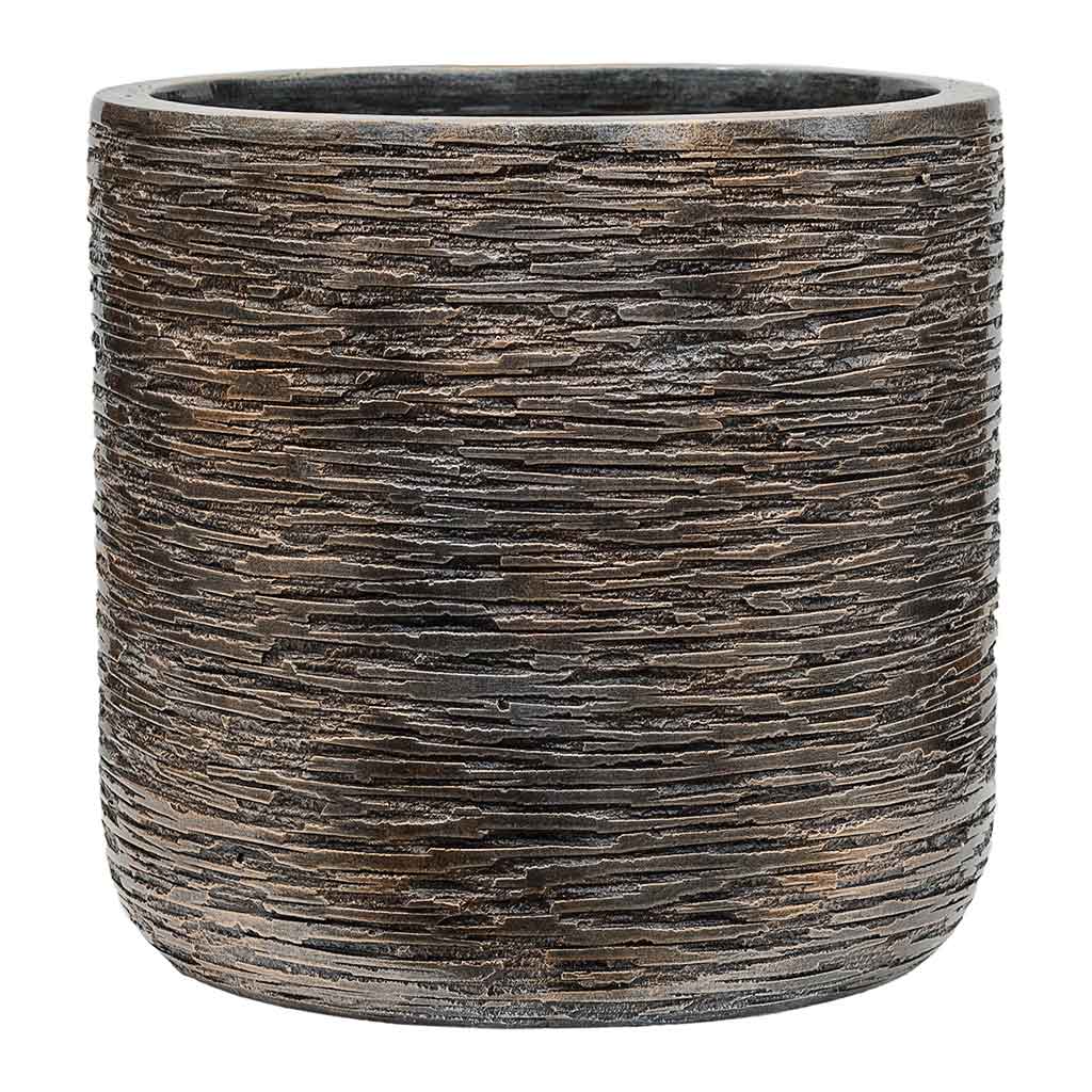 Luxe Lite Wrinkle Cylinder Planter Bronze