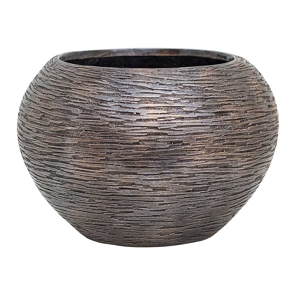 Luxe Lite Wrinkle Globe Planter Bronze Small