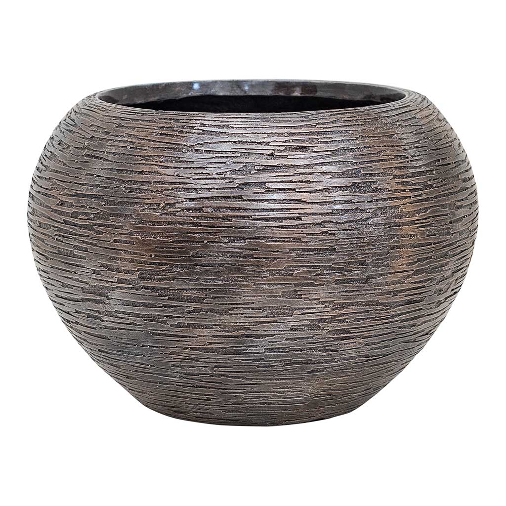 Luxe Lite Wrinkle Globe Planter Bronze