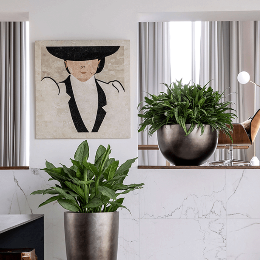 Metallic Plant Bowl - Matt Coffee - Lifestyle