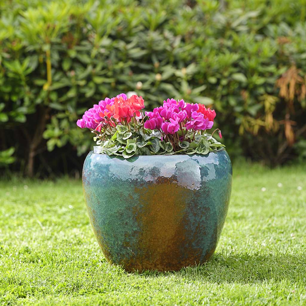 Mystic Planter Metallic Ocean with Flowers Lifestyle