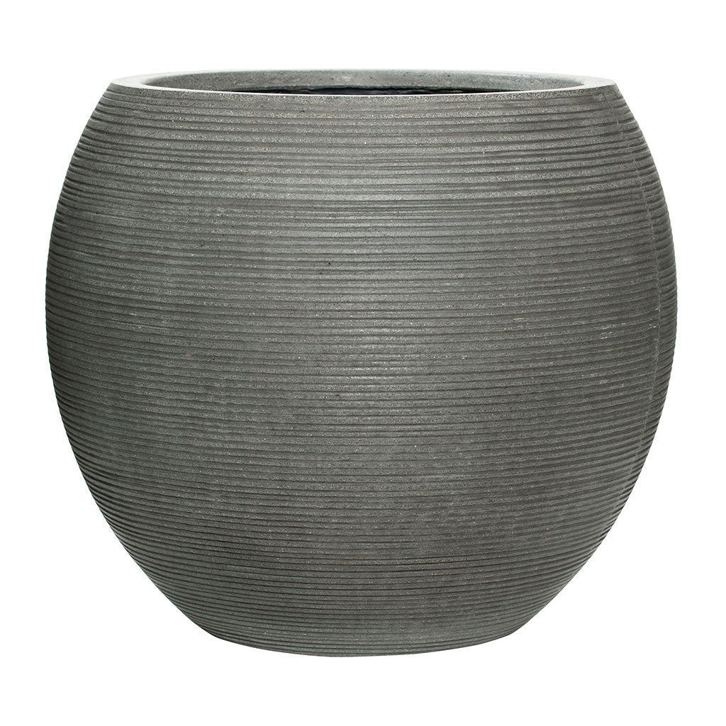 Abby Ball Plant Pot - Ridged Dark Grey XL