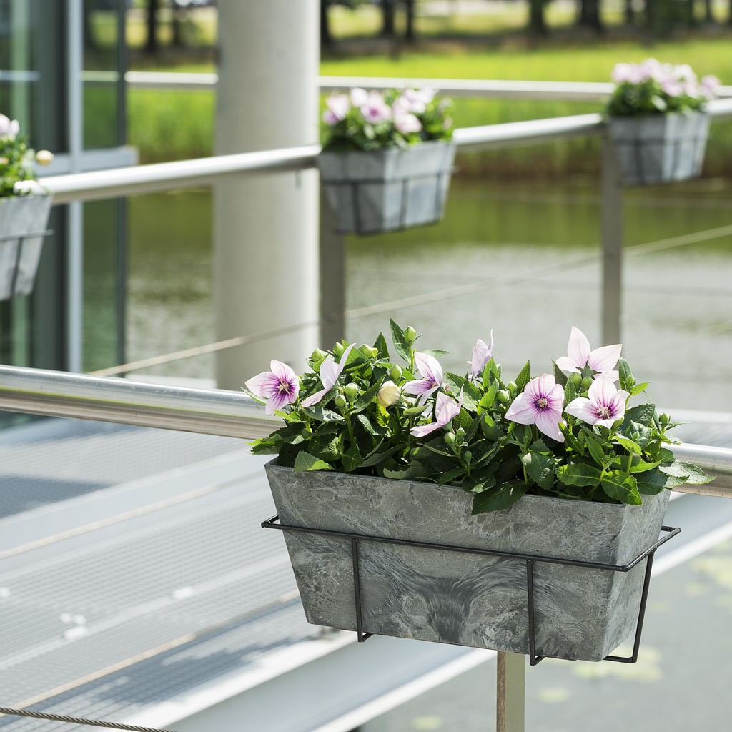 artstone hanging planter Amy Artstone Balcony Trough Planter Holder - Black | Hortology