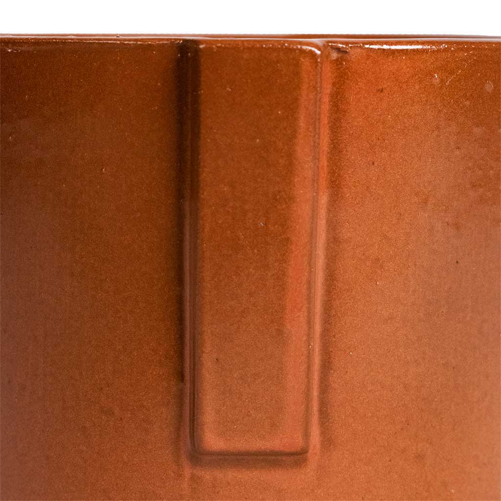 Aries Handles Plant Pot - Bright Rust Close Up