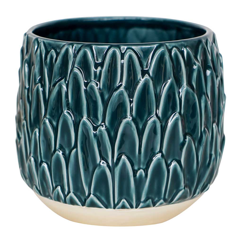 teal plant pot indoor Arles Leaf Plant Pot - Teal - Quality Plant Pots | Hortology