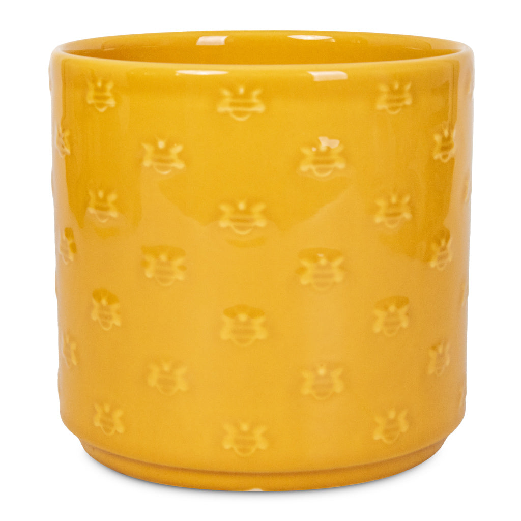 Arley Plant Pot - Yellow Bee - 17 x 17.5cm
