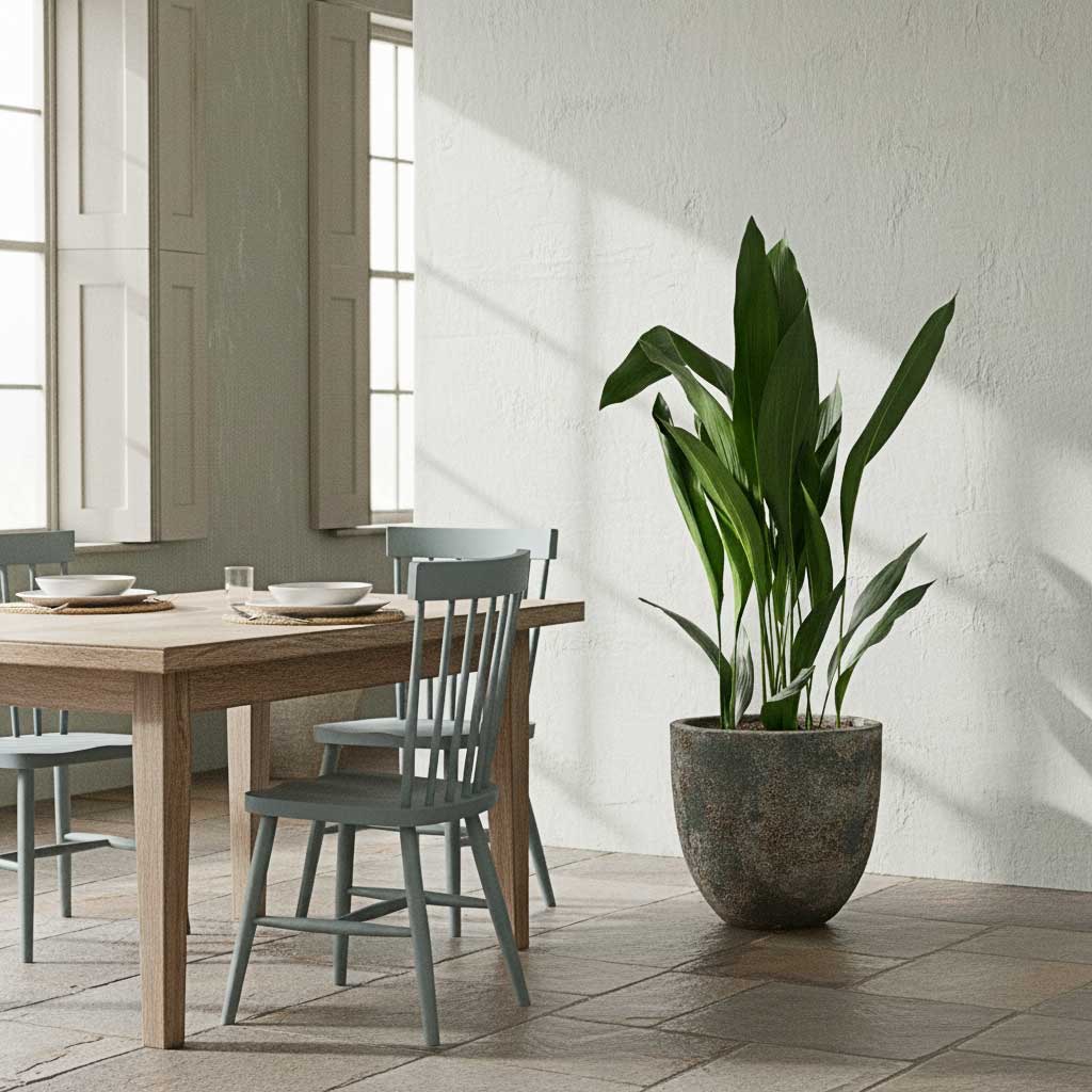 Aspidistra 24x110cm in a Sandora-Couple Green 36x34cm