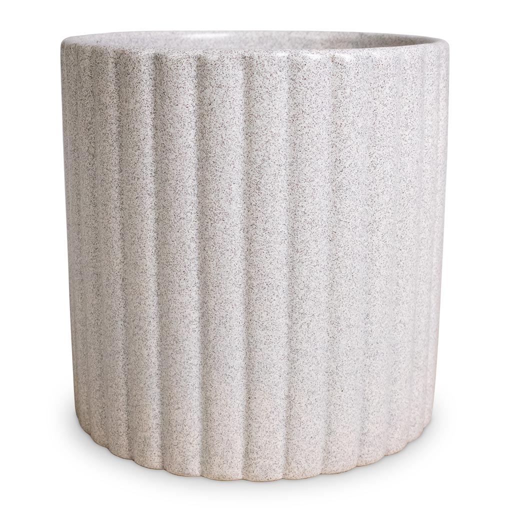 Azalea Ribbed Plant Pot - Speckled Grey Stone Small