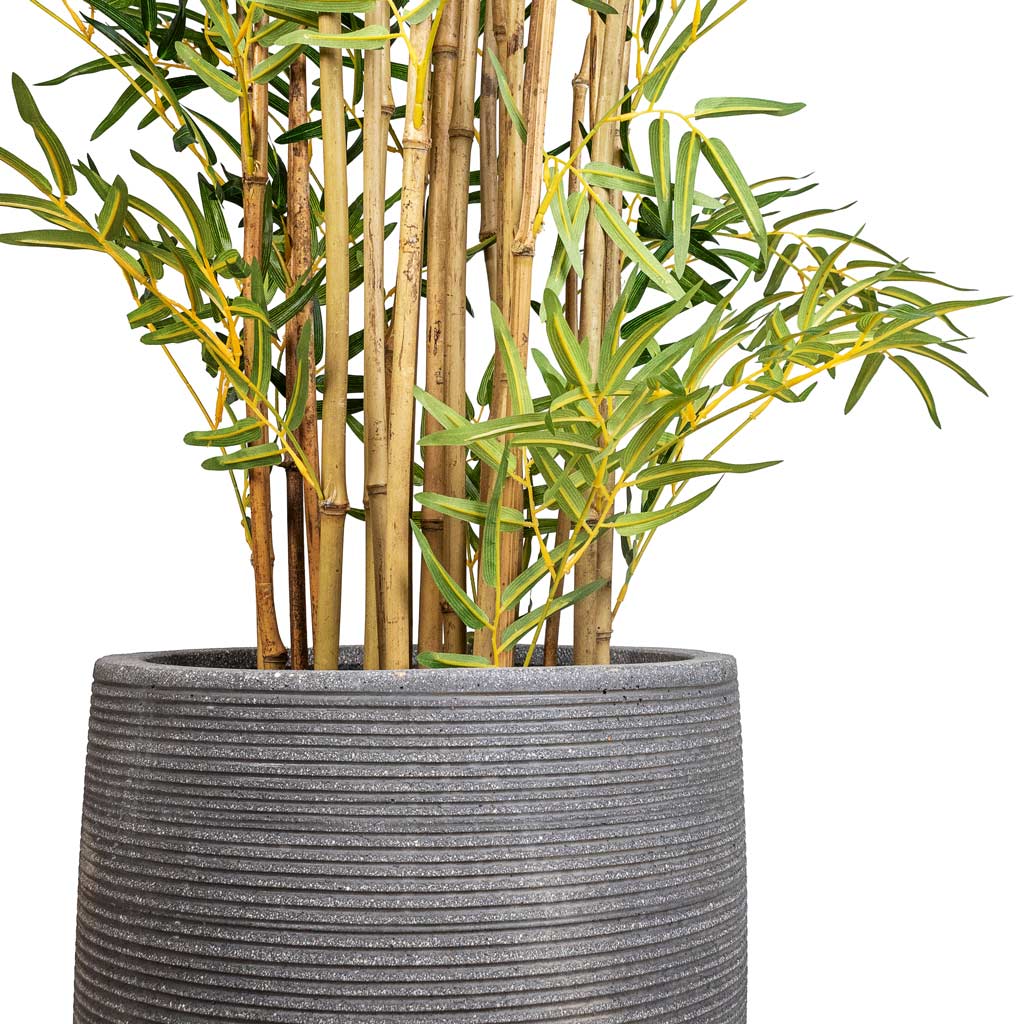 Bamboo Japanese Artificial In Cody Ridged Pot Dark Grey Close Up