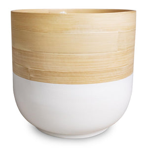 Bamboo Plant Pot - White - Large