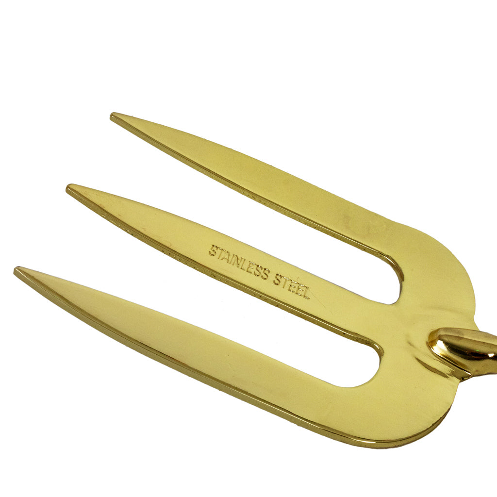 Beech Wood Fork Gold Plated 
Stainless Steel Close Up 
