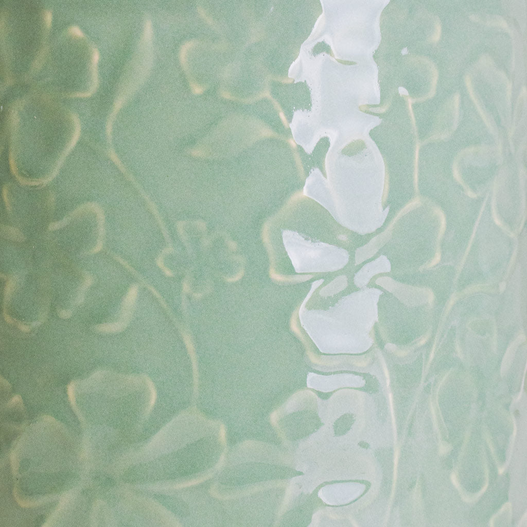 Betsy Pot Floral Mint Close Up Detail