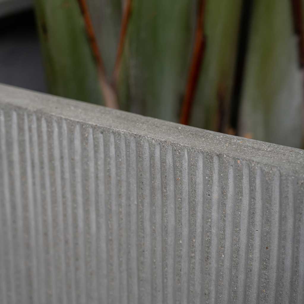 Block Planter - Ridged Cement Rim Texture