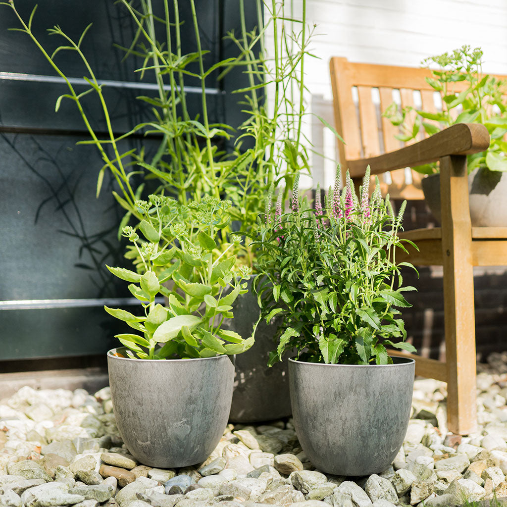Bola Artstone Plant Pot - Grey - Outdoors