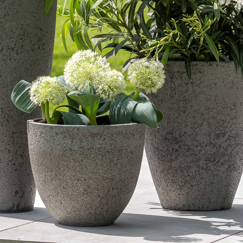 granite plant pots Jesslyn Cement & Stone Plant Pot - Granite Grey | Hortology