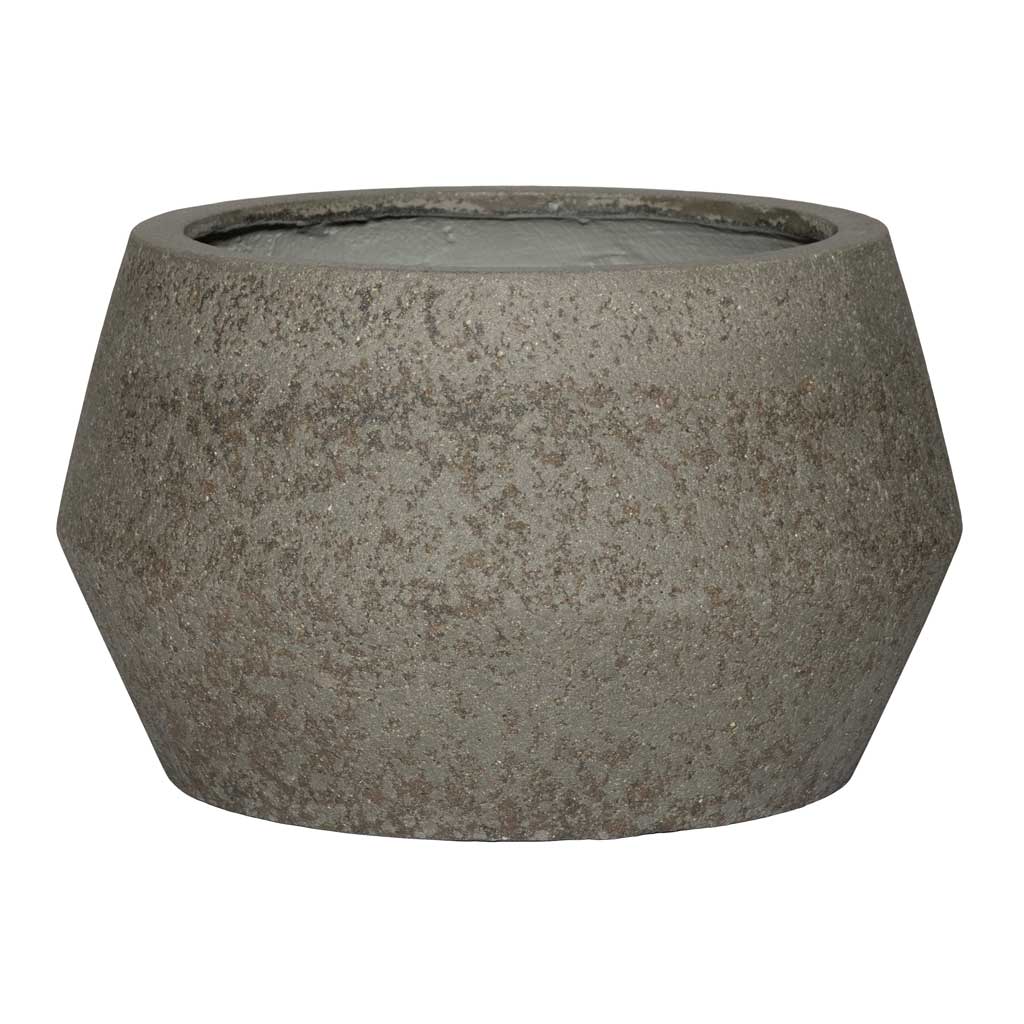 Cement &amp; Stone Low Harley Plant Pot - Granite Grey