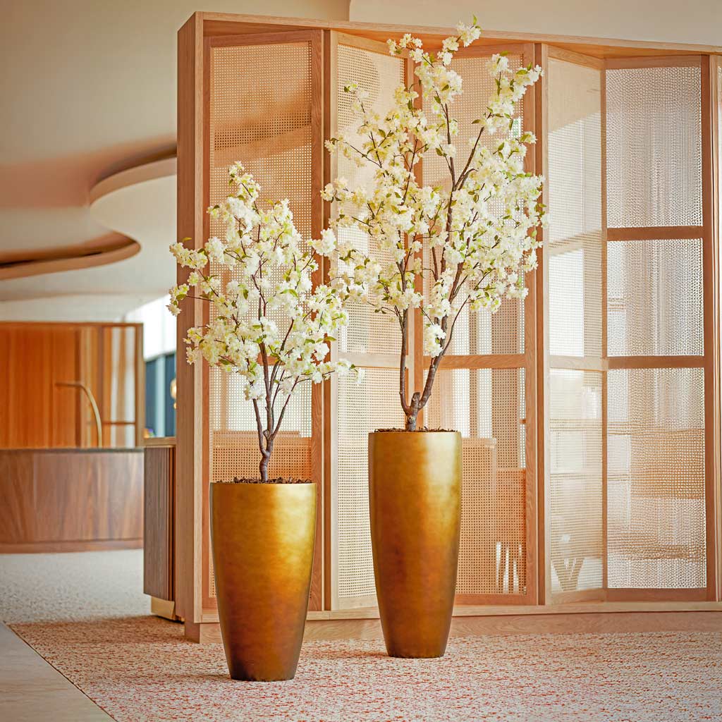 Cherry Blossom Tree White Artificial - 135cm In Lisbon Pot Blush Rose - 26x26cm