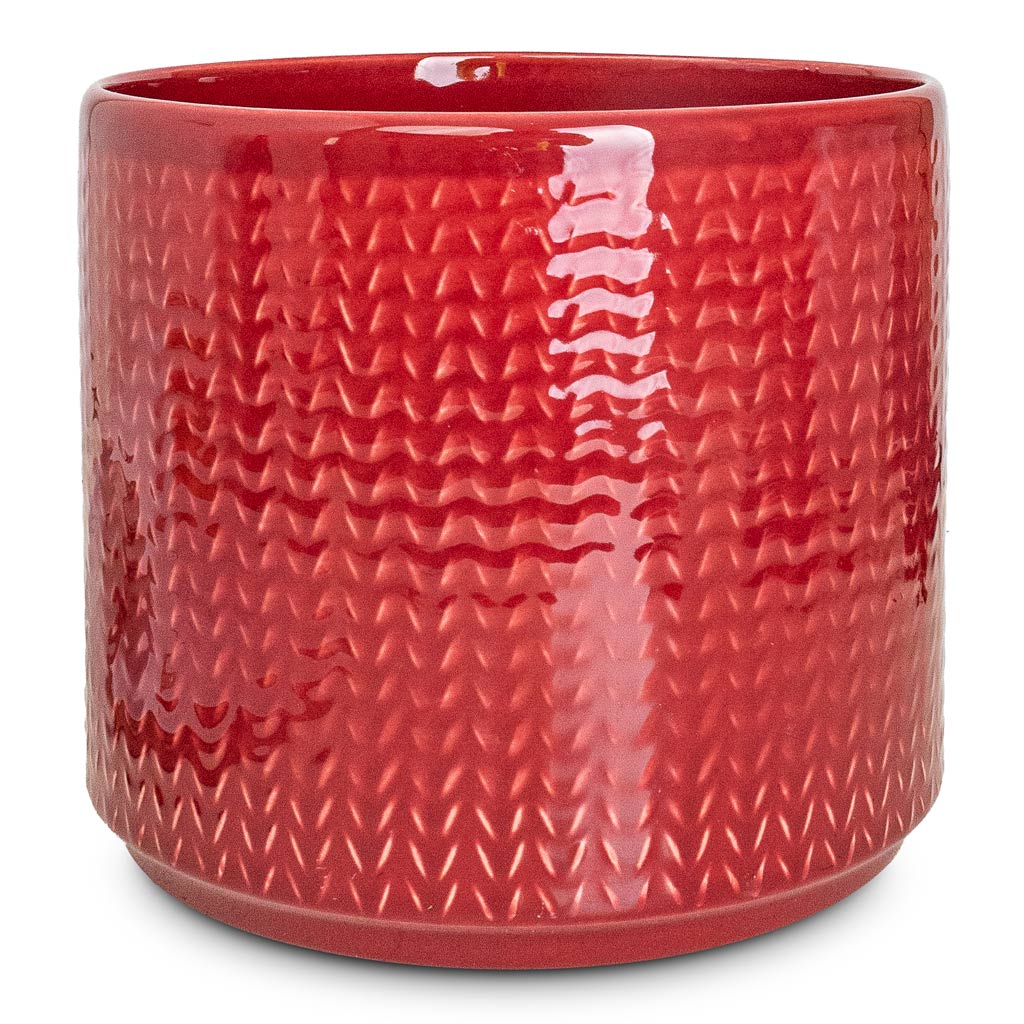 Chevron Pot Ruby - 19x17cm