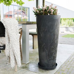 Claire Artstone Tall Planter - Black Outdoors