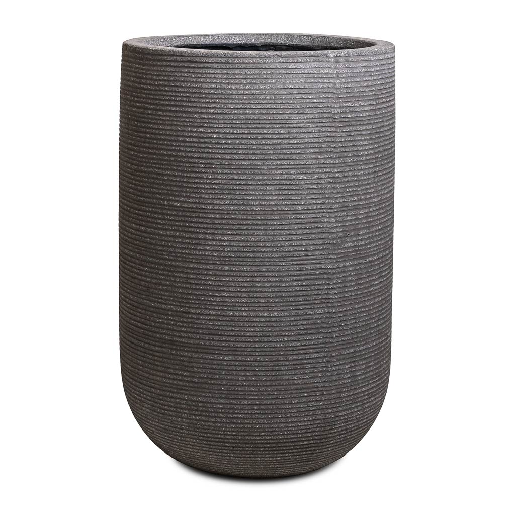 Cody Plant Vase - Ridged Dark Grey - 35 x 55cm