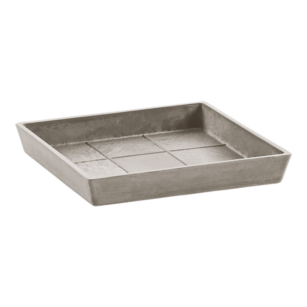 Cubed Plant Pot Saucer Taupe 18x18x3cm