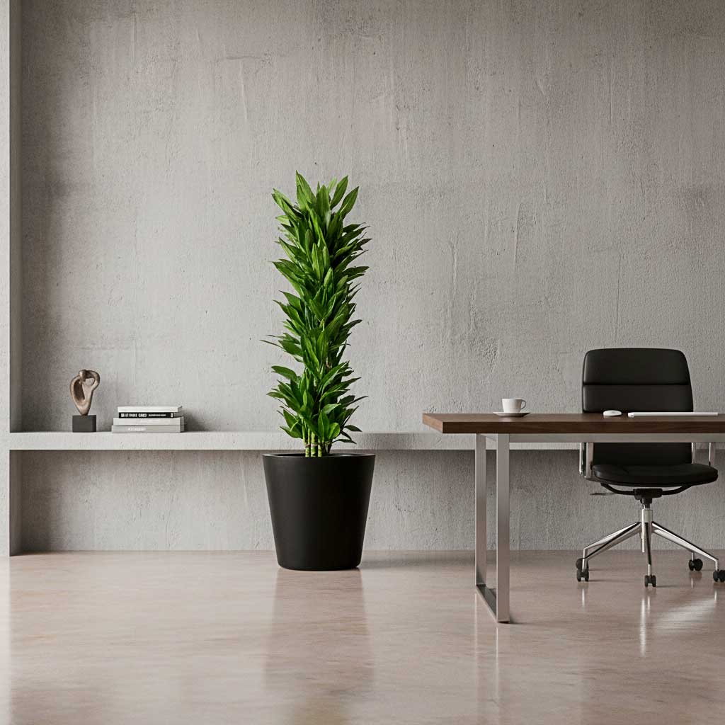 Dracaena fragrans Janet Craig -Branched - 34x180cm in a Bucket Natural Planter - Black - 68x60cm